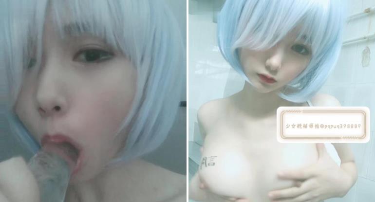 無水印白虎美少女『少女槍械師』精緻蘿莉露臉 蕾姆COS 公廁露出 大水晶棒入穴